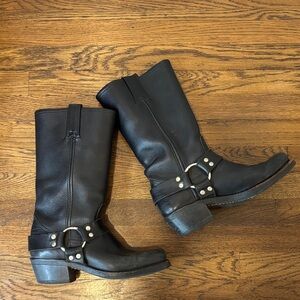 Frye Black Leather Moto Boots